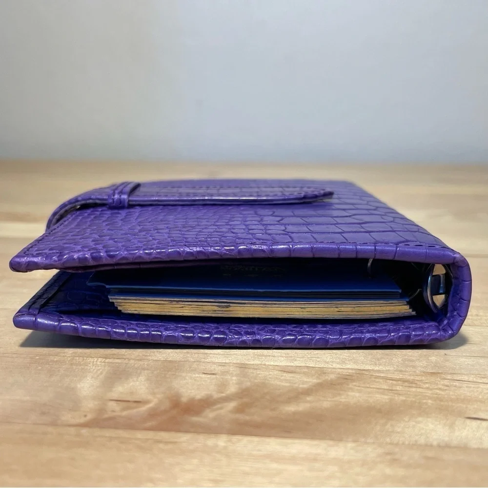 Smythson of Bond Street Bijou Organizer | Mara Purple Crocodile-Embossed Leather